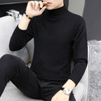 Herren Strickpullover mit hohem Kragen und Rippstrickdetails