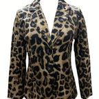 Damen stilvolle Blazerjacke mit modernem Leopardenmuster R&B