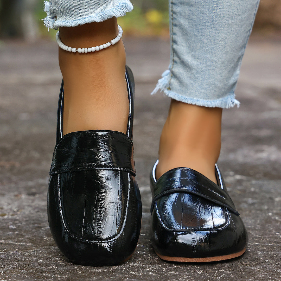 Damen Mokassin-Loafers mit modischer Oberflächenstruktur und weichem Fußbett R&B