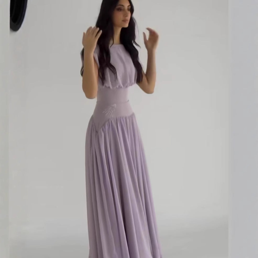 Damen Maxikleid mit eleganter Raffung und femininen Akzenten R&B