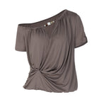 Damen Elegantes Off-Shoulder T-Shirt mit verspieltem Knoten R&B