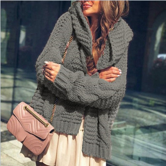 Damen Grobstrickjacke mit oversized Passform und voluminösen Ärmeln R&B