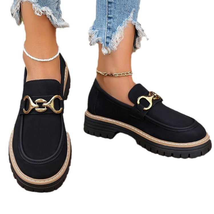 Damen Mokassins mit modischem Riemendesign und robustem Profil R&B