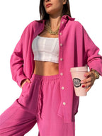 Damen Oversized Hemdbluse aus leichtem Material mit Knopfleiste R&B