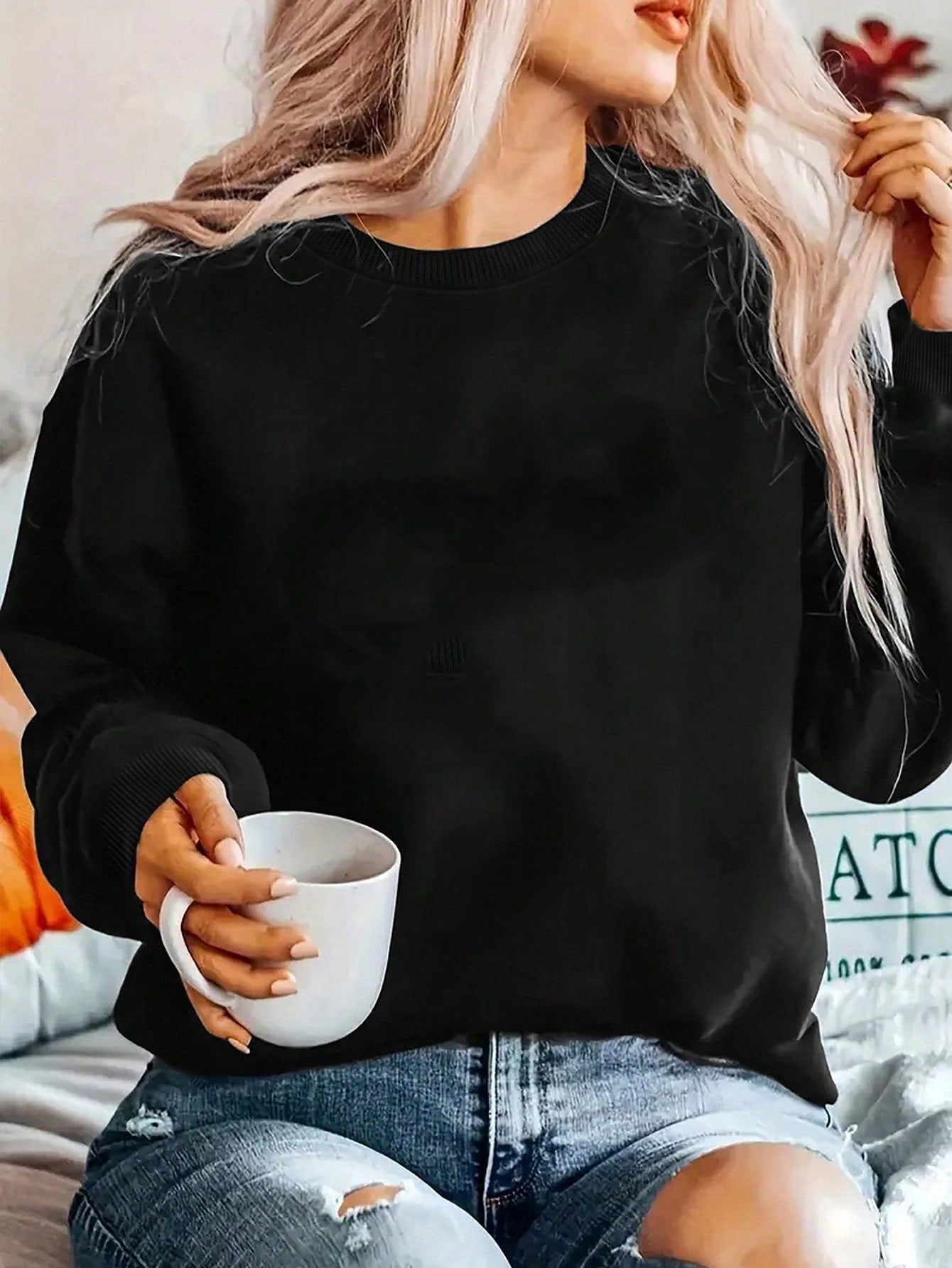 Damen Sportlicher Pullover mit trendy Grafikdesign R&B