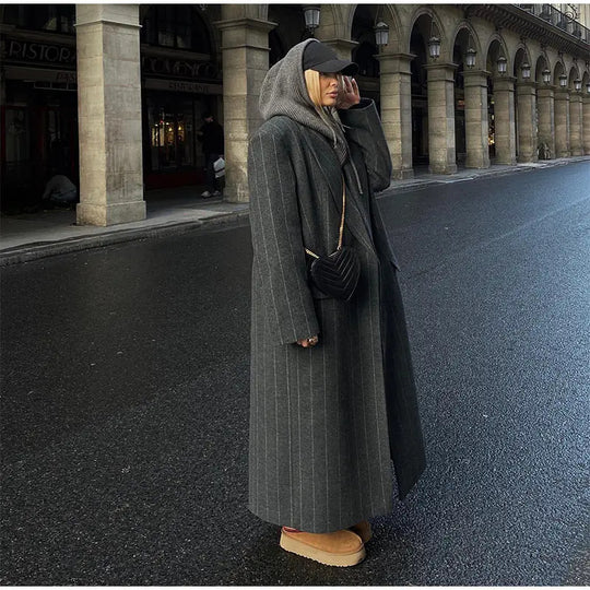 Damen Oversized Mantel mit Nadelstreifen R&B