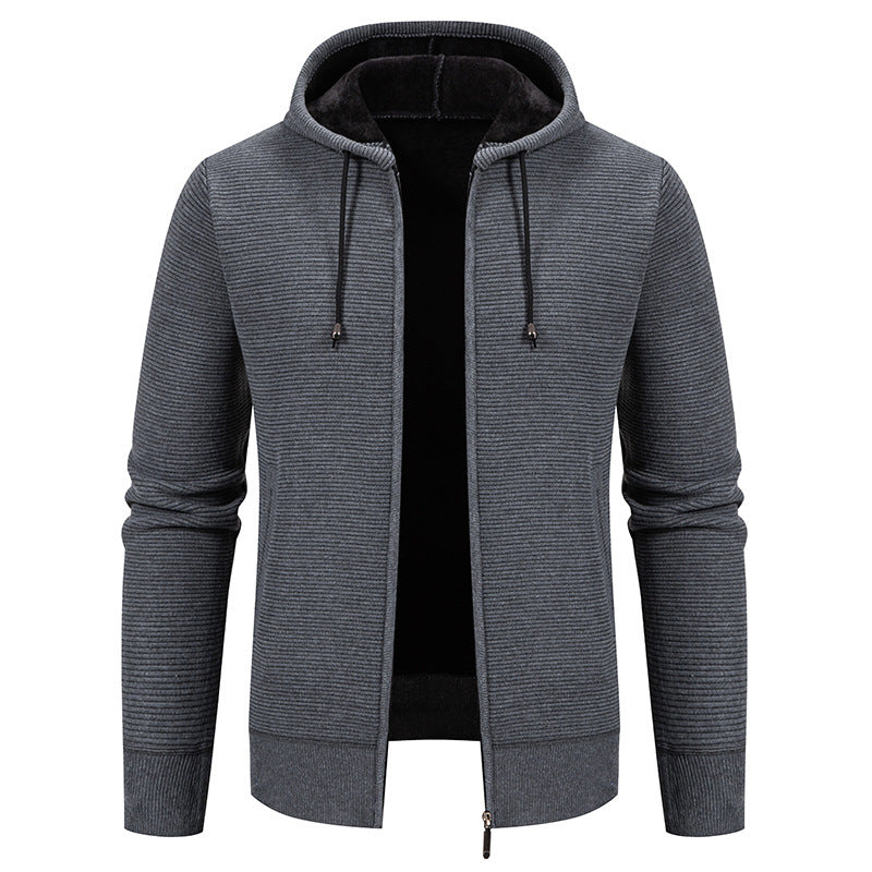 Herren moderne Kapuzenjacke mit strukturierter Oberfläche und weichem Innenfutter R&B