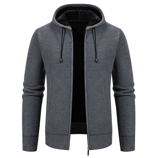 Herren moderne Kapuzenjacke mit strukturierter Oberfläche und weichem Innenfutter R&B