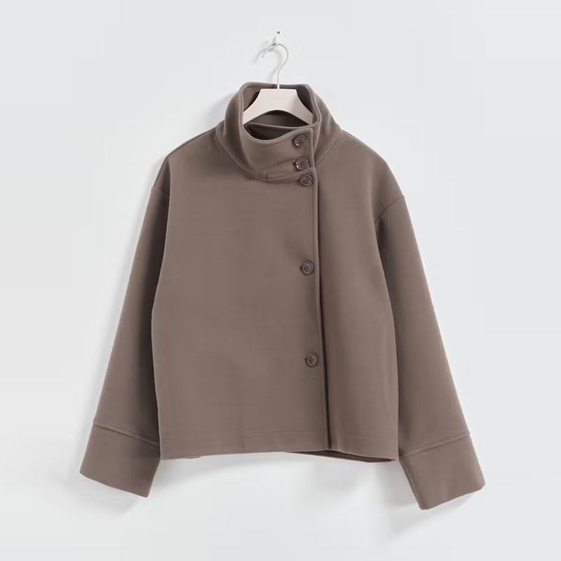 Damen modische Wolljacke mit strukturiertem Kragen und elegantem Schnitt R&B