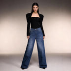 Damen Weite High-Waist Jeans im klassischen Design