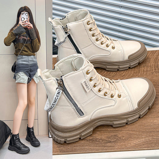 Damen modische High-Top Sneakers mit praktischem Reißverschluss und atmungsaktiver Sohle R&B