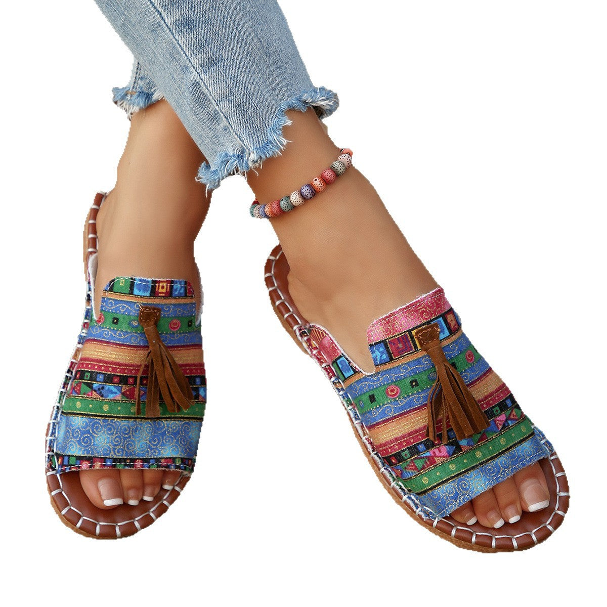 Damen Sommerschuhe mit buntem Ethno-Design und bequemer Fußbettung R&B