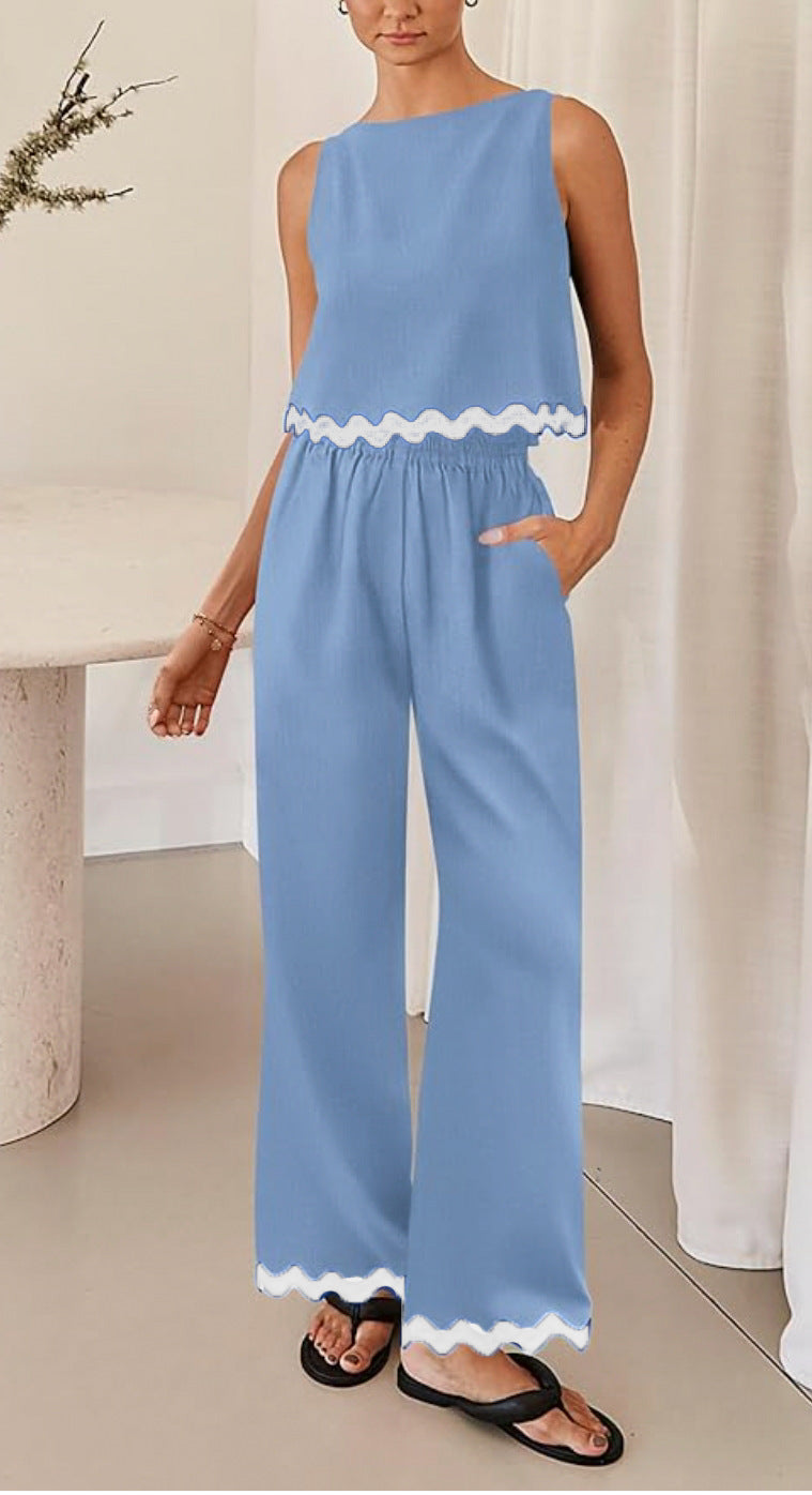 Damen elegantes Lounge-Set mit weitem Schnitt und dekorativen Wellenabschlüssen R&B