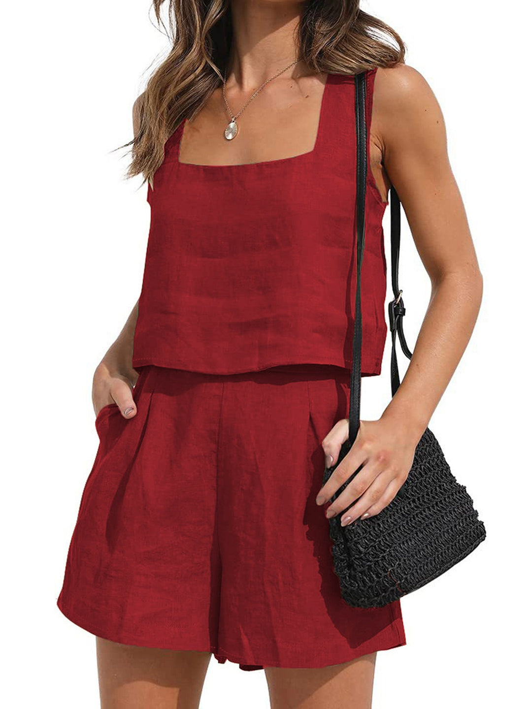 Damen Leichtes Sommer-Set mit luftigen Shorts und Crop-Top R&B