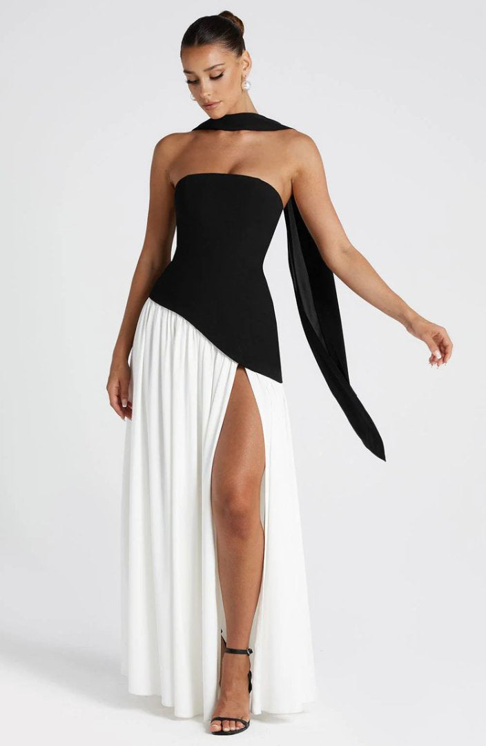 Damen Hochwertiges Abendkleid mit asymmetrischem Schnitt und elegantem Schlitz R&B