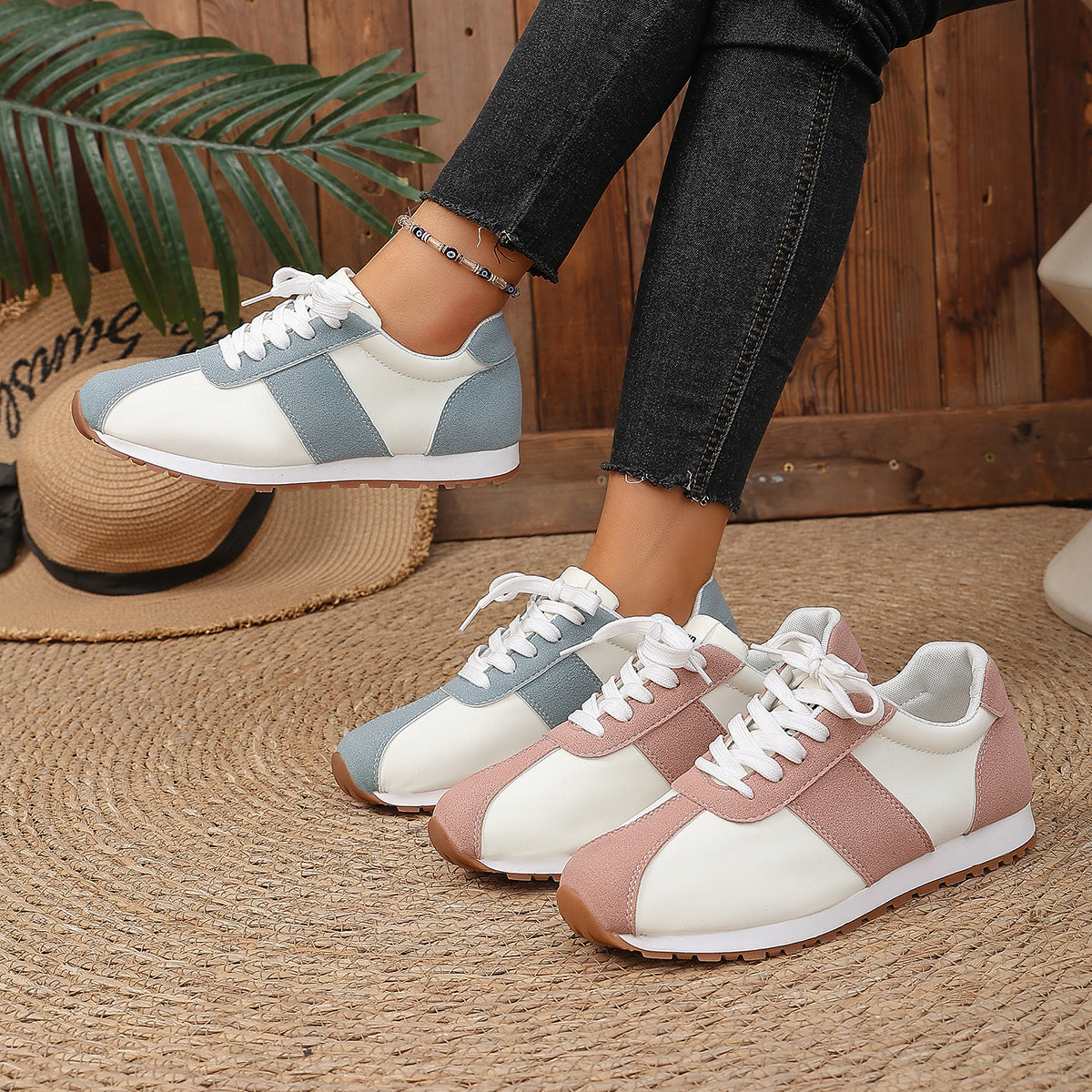 Damen Sportliche Freizeit Sneakers mit strapazierfähigem Obermaterial und rutschfester Sohle EB