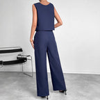Damen Modisches Zweiteiliges Set mit Cropped Oberteil und weiten Hosen R&B