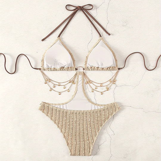 Damen Triangel-Bikini mit raffiniertem Schmuckdetail R&B