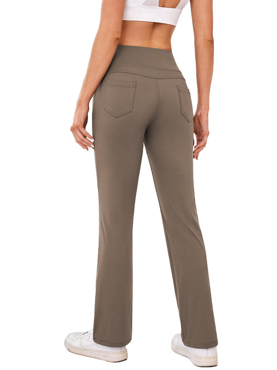 Damen bequeme Sportleggins mit hohem Bund und praktischen Taschen R&B