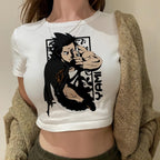 Damen Crop-T-Shirt im urbanen Grafikdesign R&B