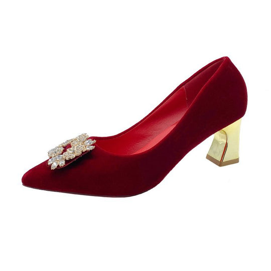 Damen elegante Spitzenpumps mit Kristallverzierung R&B
