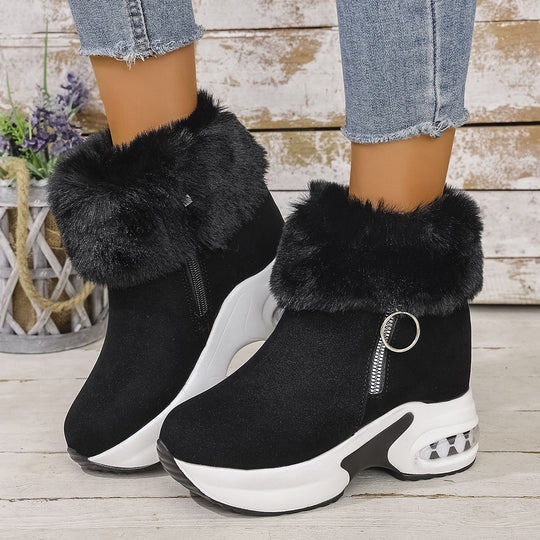Damen Winterliche Sneaker-Stiefel mit flauschigem Kunstfellkragen und innovativer Sohle R&B