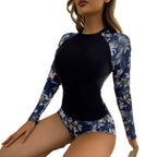Damen Surfanzug-Set mit langärmeliger Oberteil und floralem Design R&B