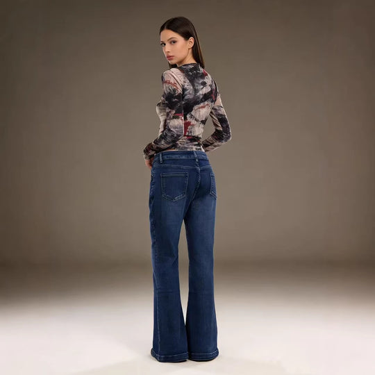 Damen elegantes cropped Oberteil mit Puffärmeln und Vintage-Stickerei R&B