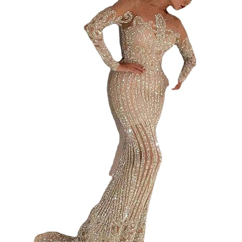 Damen Elegantes Abendkleid mit glitzernden Pailletten und schmalem Schnitt R&B