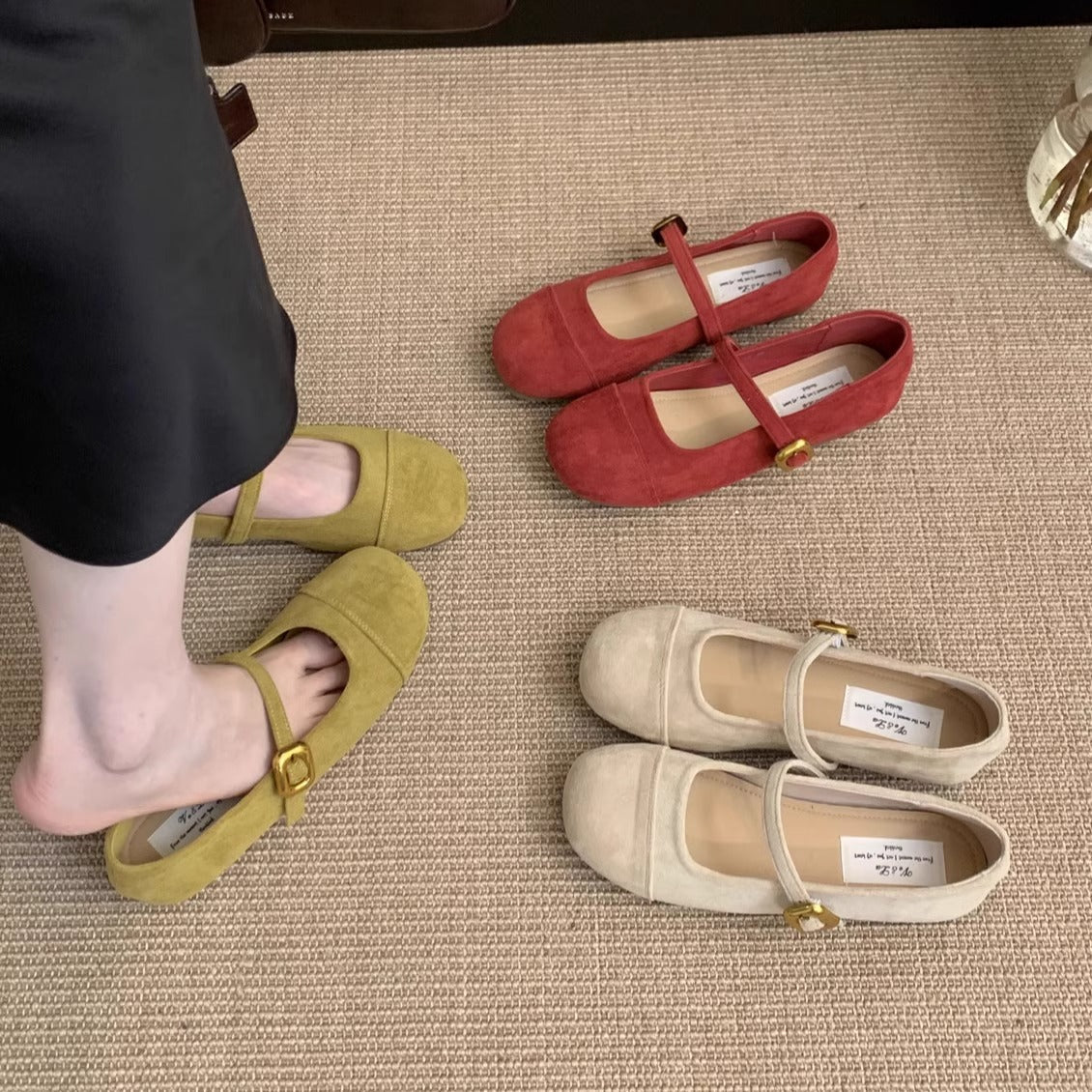 Damen Ballerinas mit verstellbarem Riemen und weichem Innenfutter R&B
