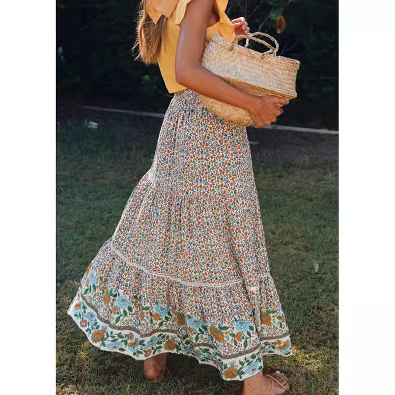 Damen Maxi-Rock aus floraler Baumwolle R&B