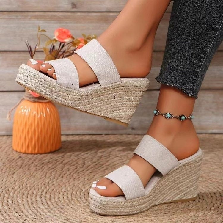 Damen Wedge-Pantoletten mit modischen Riemen und komfortablem Fußbett R&B