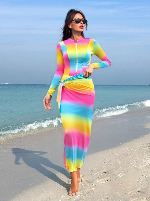 Damen langer, figurbetonender Strandkleid R&B