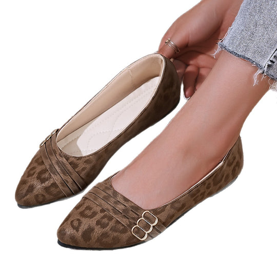 Damen elegante Ballerinas mit animalischem Muster und schimmernden Akzenten R&B
