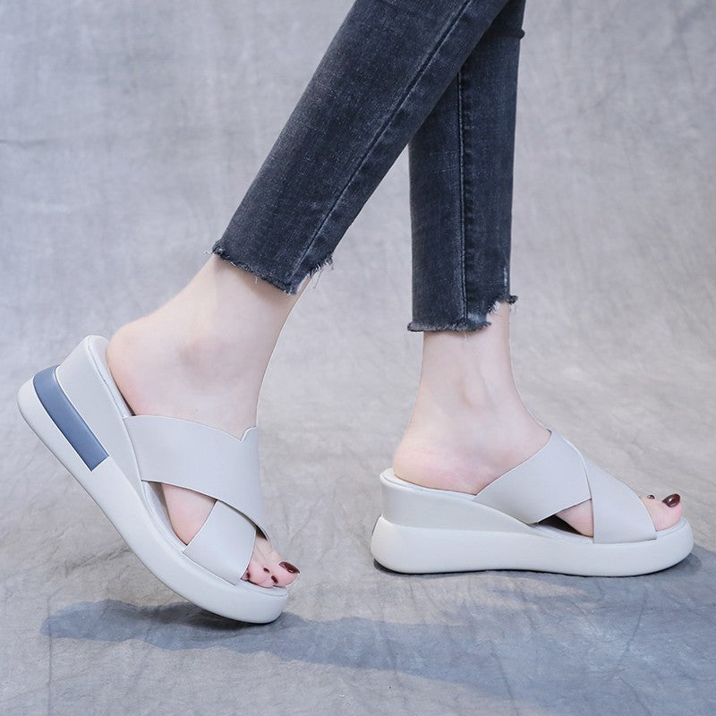 Damen Bequeme und elegante Plateau-Sandaletten mit offener Zehenpartie R&B