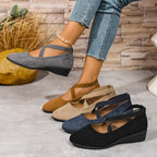 Damen Wedge-Ballerinas mit elastischem Kreuzband-Design und rutschfester Sohle R&B