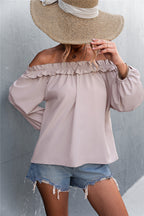 Damen Bluse mit off-shoulder Design und Rüschendetail R&B