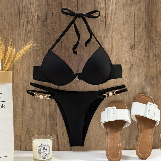 Damen Triangel-Bikini mit luxuriösen Perlendetails R&B