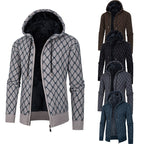 Herren Kapuzenjacke mit modernem Rautenmuster und kuscheligem Innenfutter