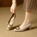 Damen Elegante Blockabsatz-Ballerinas mit funkelndem Schmuckdetail