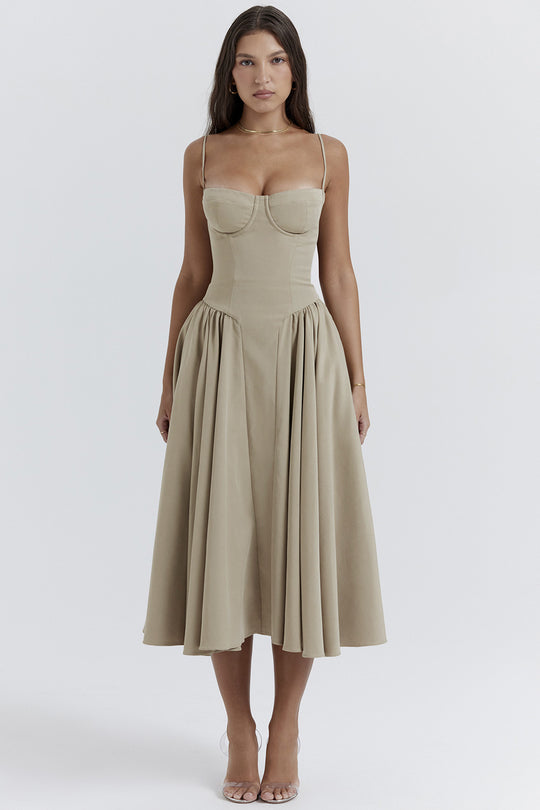 Damen Midi-Kleid mit elegantem Schnitt und komfortablen Trägern R&B