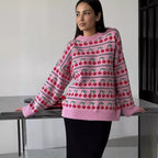 Damen Gemusterter Pullover mit fruchtigem Design R&B