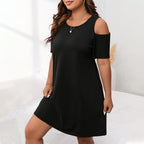 Damen Kleid mit Schulterauschnitten und lockerer Passform R&B