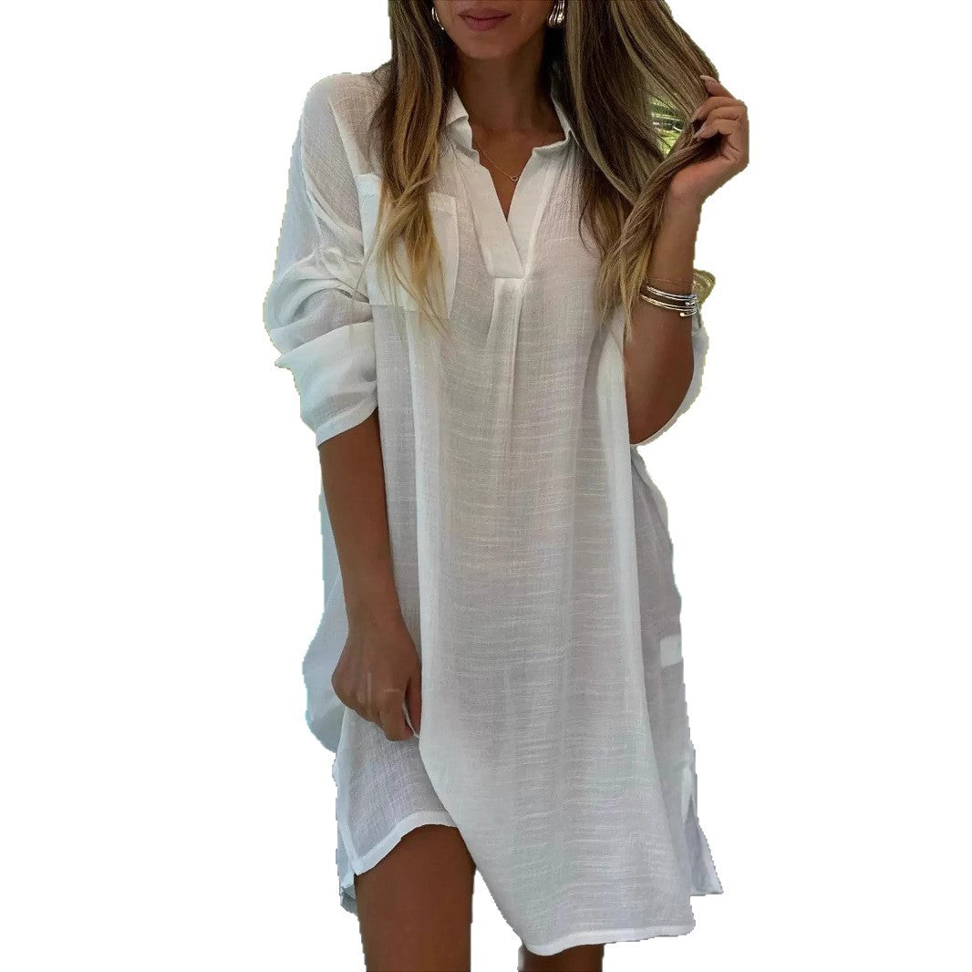 Damen Leichtes Hemdblusenkleid aus luftiger Baumwolle mit Knopfdetails R&B
