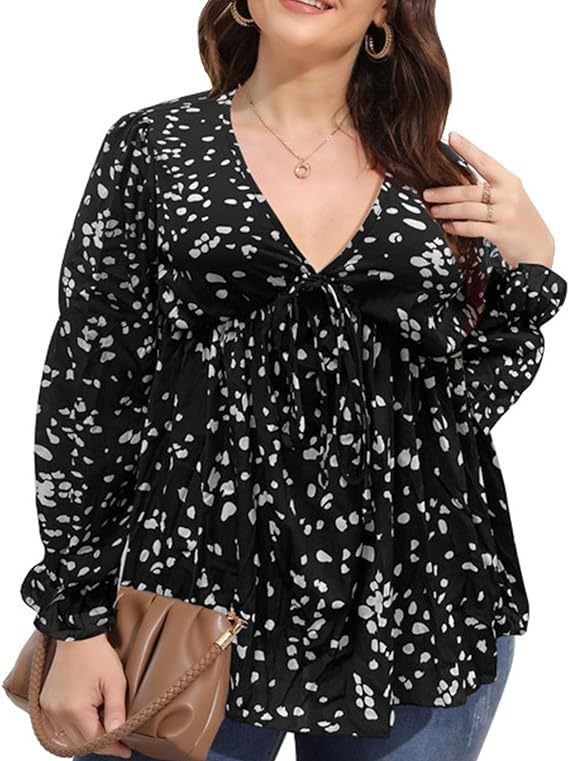 Damen Bluse mit eleganten Rüschendetails und modischem Print R&B