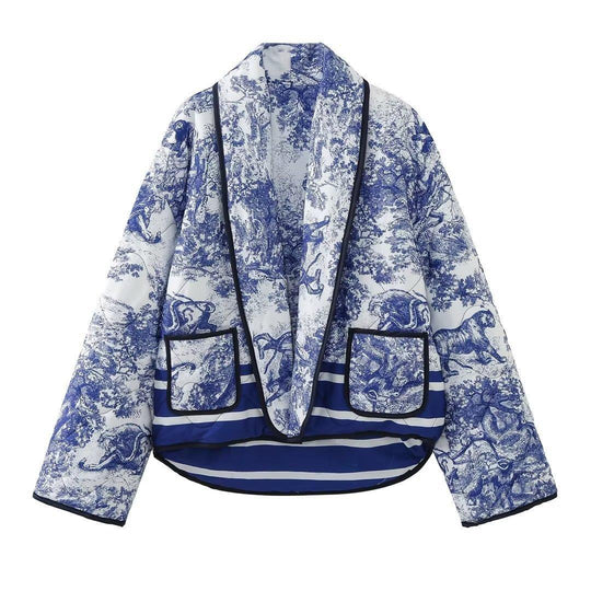 Damen Steppjacke mit modischem Muster und praktischen Taschen R&B