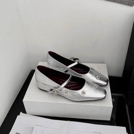Damen modische Mary Jane Ballerinas mit eleganter Breite und verziertem Design R&B