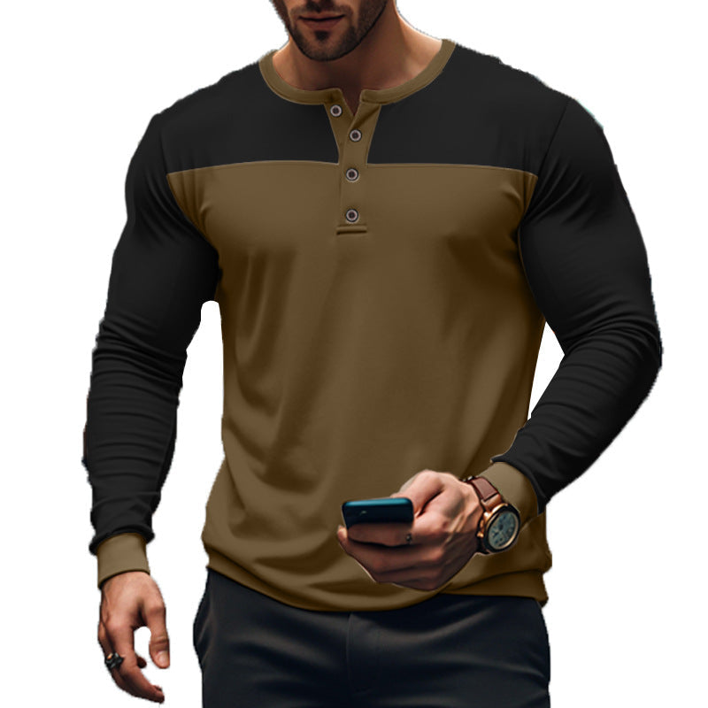 Herren nan funktionales Henley-Langarmshirt mit Raglanärmeln, verstärkter Knopfleiste und tailliertem Schnitt R&B
