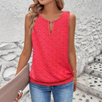 Damen luftiges Tanktop mit dekorativem Ausschnitt und feiner Struktur R&B