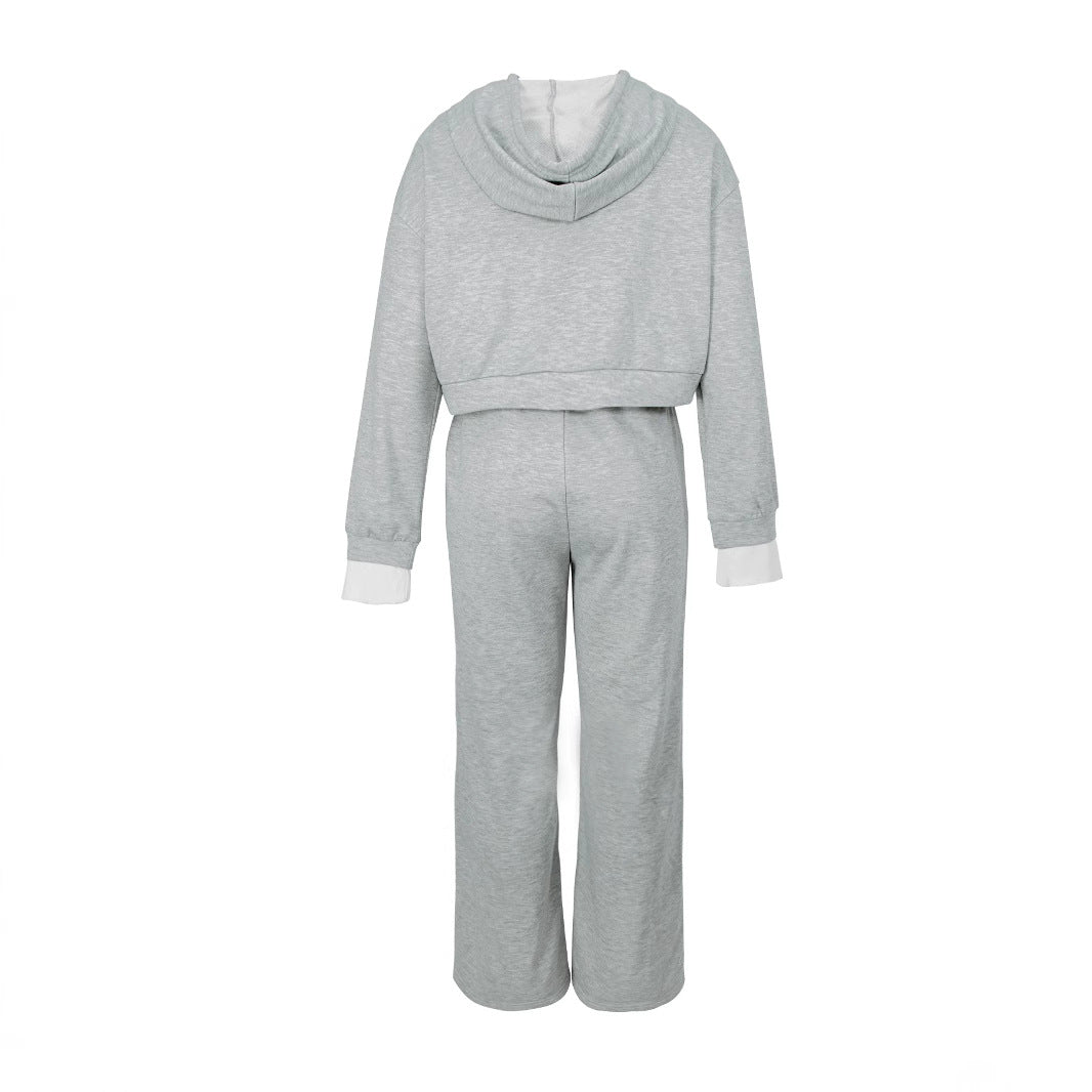 Damen lässiges Set aus Kapuzenpullover und weit geschnittenen Hosen R&B